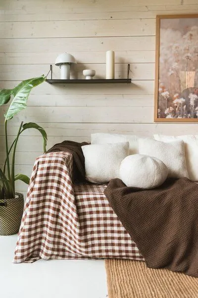 AmourLinen AmourLinen Waffeldecke aus Leinen, Mokka braun, – Produktbild 4 von 4