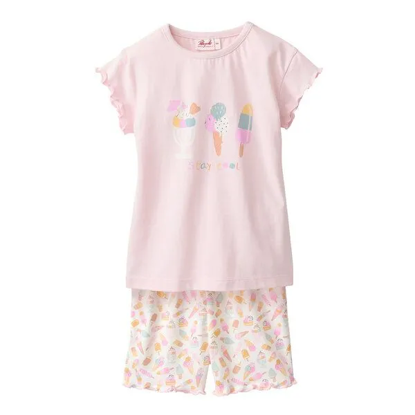 People Wear Organic People Wear Organic Pyjama kurz, rosa bedruckt, "Eis", Bio-Baumwolle – Produktbild 1 von 4