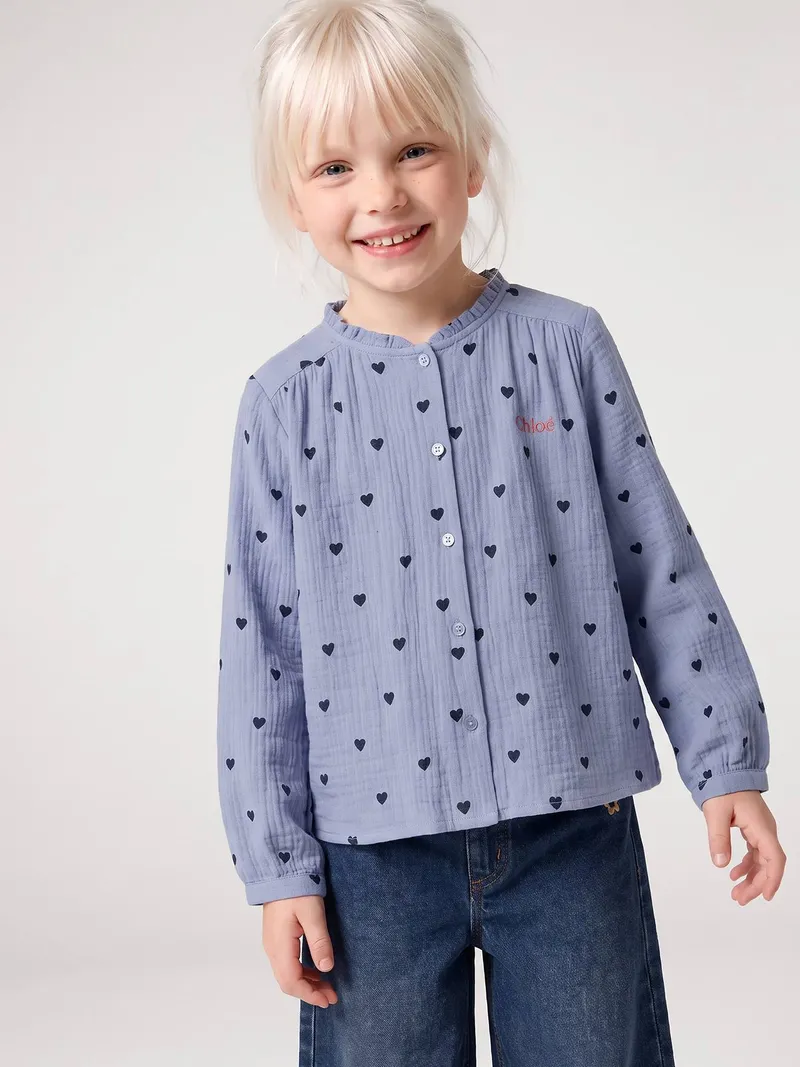 Vertbaudet Vertbaudet Mädchen Hemdbluse aus Musselin, Blau chambray, – Produktbild 3 von 4