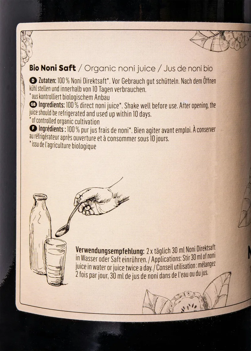 KoRo Bio Noni Saft 100 % Direktsaft 6 x 1 L – Produktbild 3 von 5