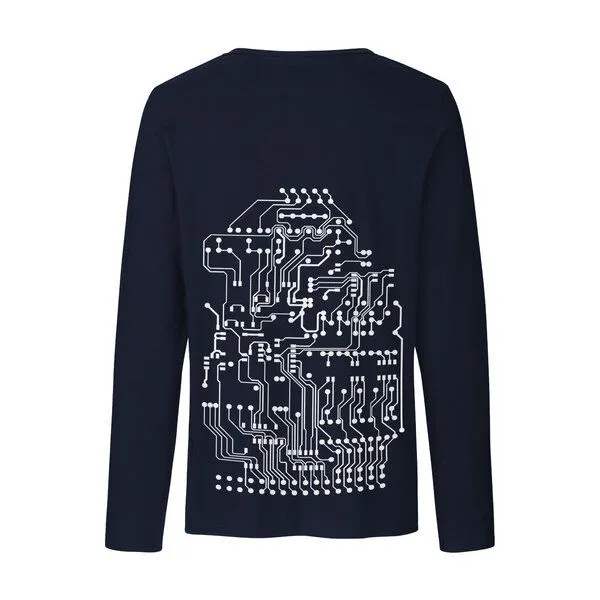 HANDGEDRUCKT HANDGEDRUCKT "Vernetzt" Männer Longsleeve, Navy, – Produktbild 1 von 4