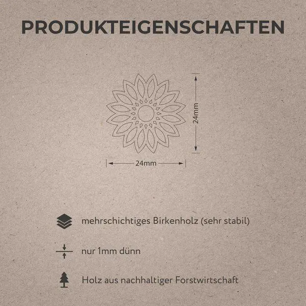 feinformart feinformart Ohrringe aus Holz - Flower, Aquamarin (türkis), – Produktbild 4 von 5