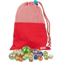 Goki goki Murmeln mit Baumwollbeutel, 51-teilig Durchmesser Murmeln 1,6 bis 3,5 cm – Produktbild 1 von 1
