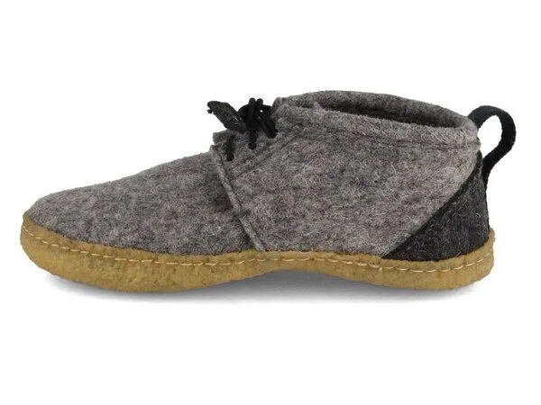 WoolFit WoolFit Kinder Barfuß-Hausschuhe mit outdoor Sohle - aus 100% natürlicher Wolle mit Naturkautschuksohle, Gr. 25-35, Hellgrau, – Produktbild 4 von 4