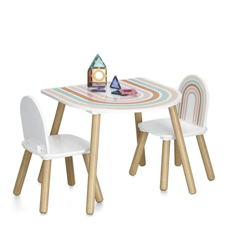 Zeller Present Kindertisch Kinderzimmermöbel RAINBOW aus MDF und Kiefer, Tisch + 2 Stühle (funktional), keine – Produktbild 2 von 5