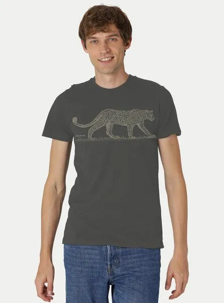 Peaces.bio - handbedruckte Biomode Peaces.bio - handbedruckte Biomode Bio Fit T-Shirt Leopard Herren, Graphitgrau, – Produktbild 1 von 2