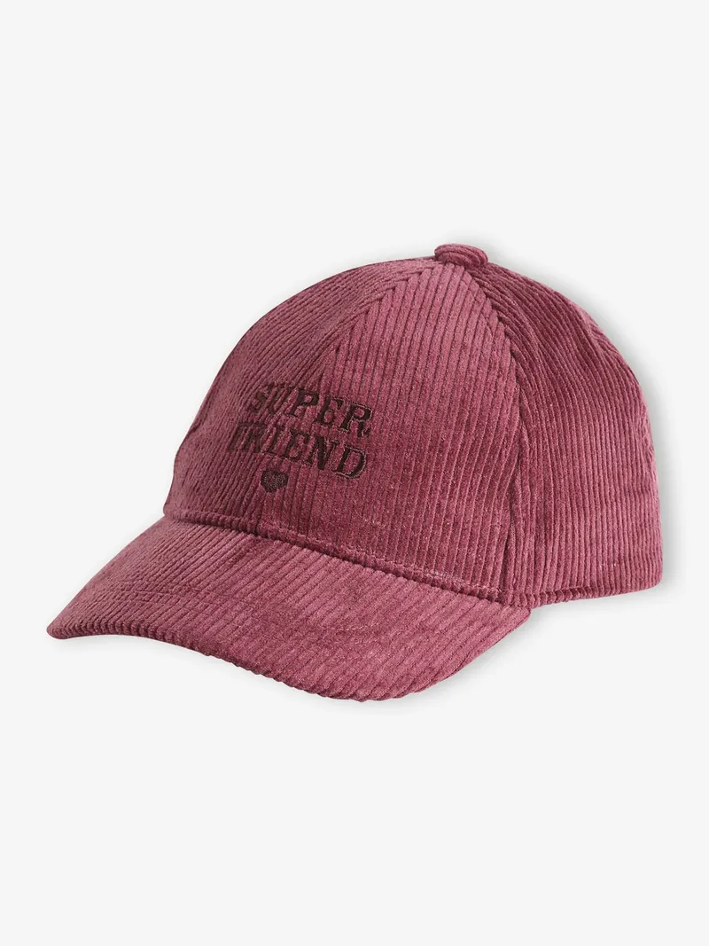 Vertbaudet Kinder Cap aus Cord mit Schriftzug SUPER FRIEND, Pflaume, – Produktbild 1 von 3