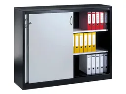 C+P C+P Schiebetürenschrank aus Stahl 120 cm breit anthrazit/alusilber T 40 H 120 – Produktbild 1 von 1