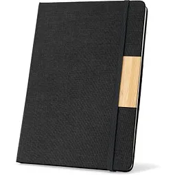 hi!dea™ hi!dea™ HOMERO. Set bestehend aus einem A5-Hardcover-Notizblock und einem Bambus-Kugelschreiber, Schwarz, – Produktbild 1 von 1