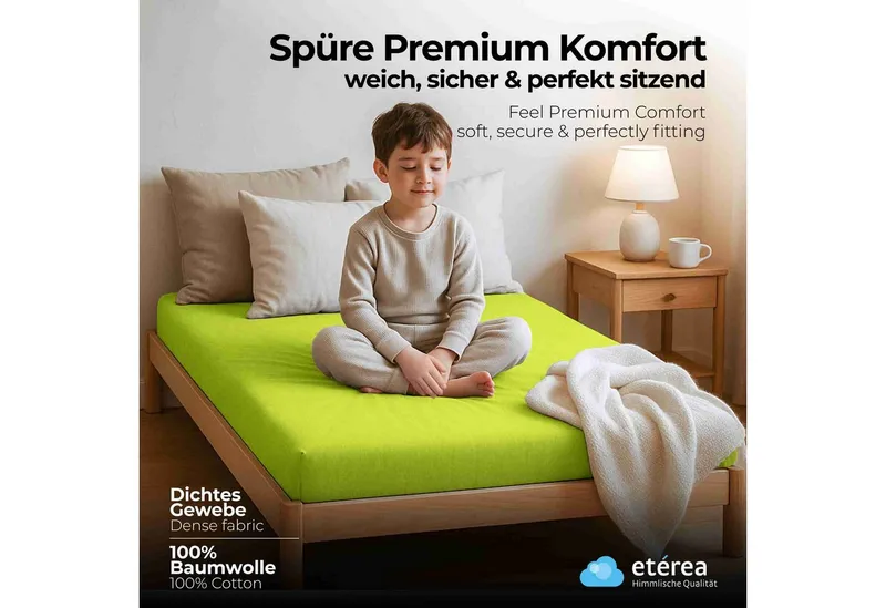 etérea Himmlische Qualität Spannbettlaken etérea Comfort Jersey Spannbettlaken, Jersey, Gummizug: rundum, (1 Stück), Grün, – Produktbild 2 von 8