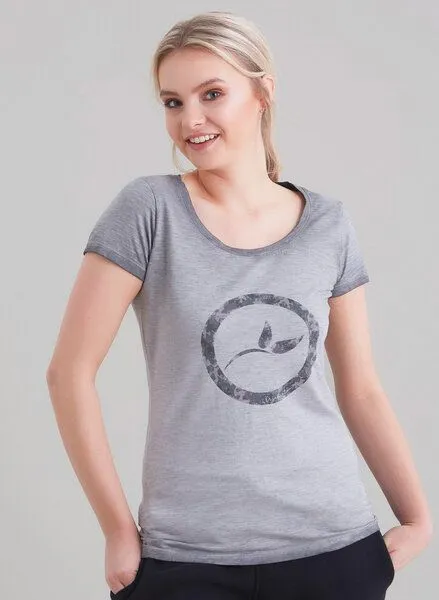 ORGANICATION ORGANICATION Damen Garment Dyed T-Shirt vorne mit Logo-Druck, Grey, – Produktbild 1 von 4