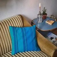 HängemattenGlück HängemattenGlück Kissenbezug aus reiner Bio Baumwolle 60x60cm Blautöne, Azur gestreift (blau, mehrfarbig), – Produktbild 1 von 2