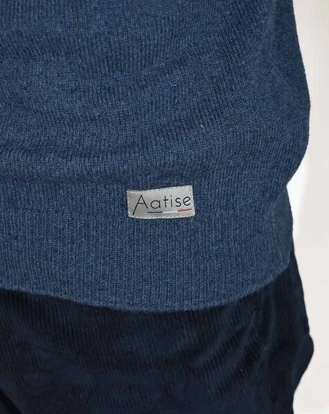 Aatise Aatise Rundhals Herrenpullover Zyclos aus recycelter Wolle, Blau, – Produktbild 2 von 4