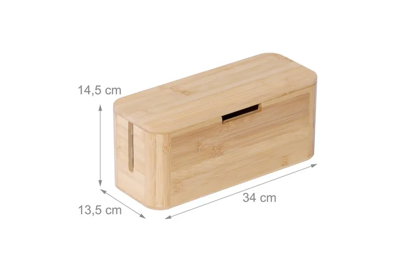 RELAXDAYS RELAXDAYS Kabelbox aus Bambus, Braun, – Produktbild 4 von 5