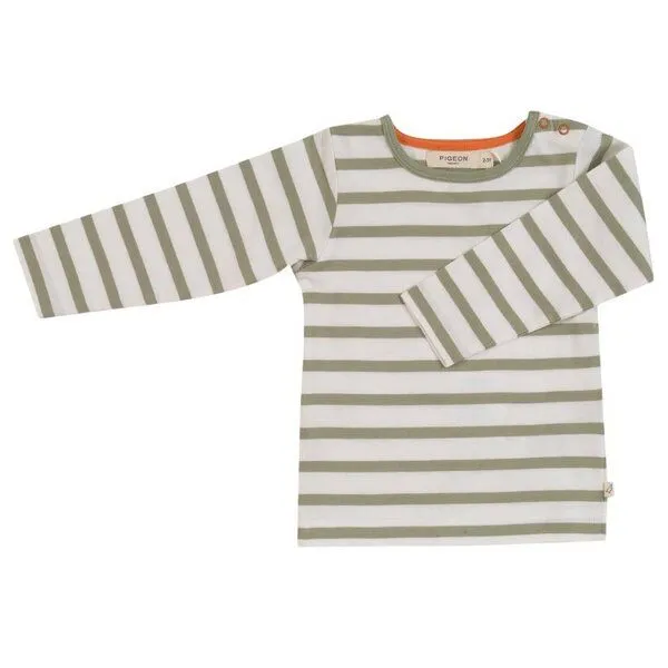 Pigeon by Organics for Kids Pigeon by Organics for Kids Kinder-Langarmshirt "Longsleeve Breton stripe", White/ tea green (weiss/ grün), – Produktbild 1 von 1