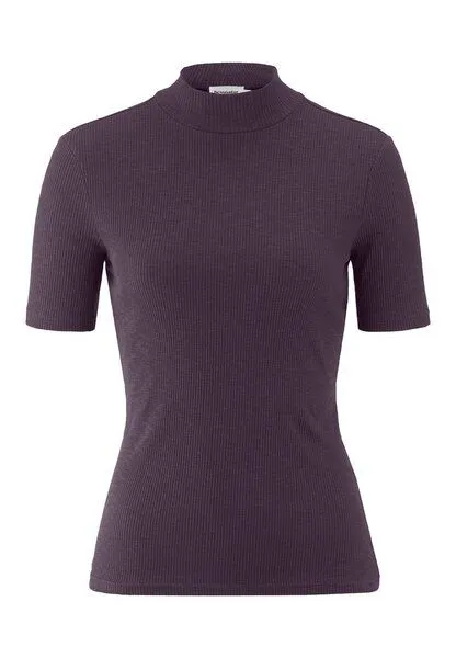 hessnatur hessnatur Mock-Neck Shirt Slim aus Bio-Baumwolle, Dunkle traube, – Produktbild 3 von 4