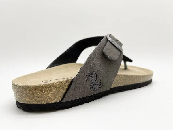 thies Vegane thies ® Eco Bio Thong Sandale aus rec. PET mit Kork-Tieffussbett, Charcoal (anthrazit), – Produktbild 3 von 4