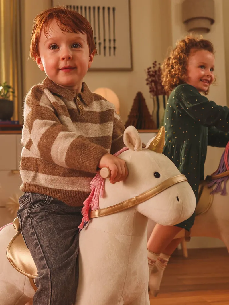 Vertbaudet Vertbaudet Kinder Reitpferd oder Einhorn auf Rollen, Kleines einhorn weiß, – Produktbild 3 von 4