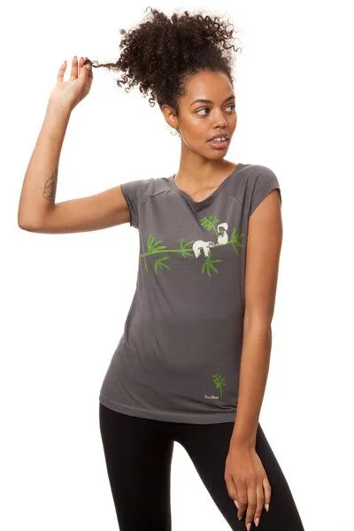 FellHerz FellHerz Damen T-Shirt Faultier Bio Fair, Castlerock (grau), – Produktbild 4 von 4