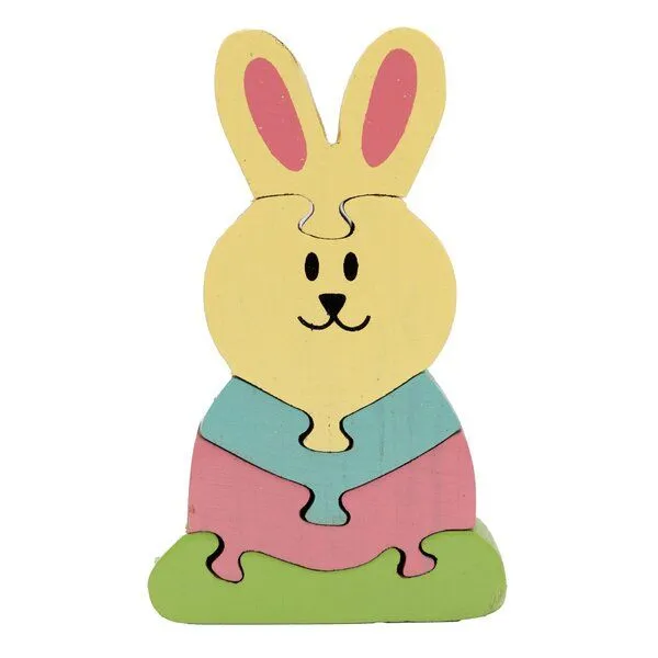 El Puente El Puente Kleines Puzzle "Hoppelhase" | Fair Trade & Handmade aus Sri Lanka, Mehrfarbig, – Produktbild 1 von 1