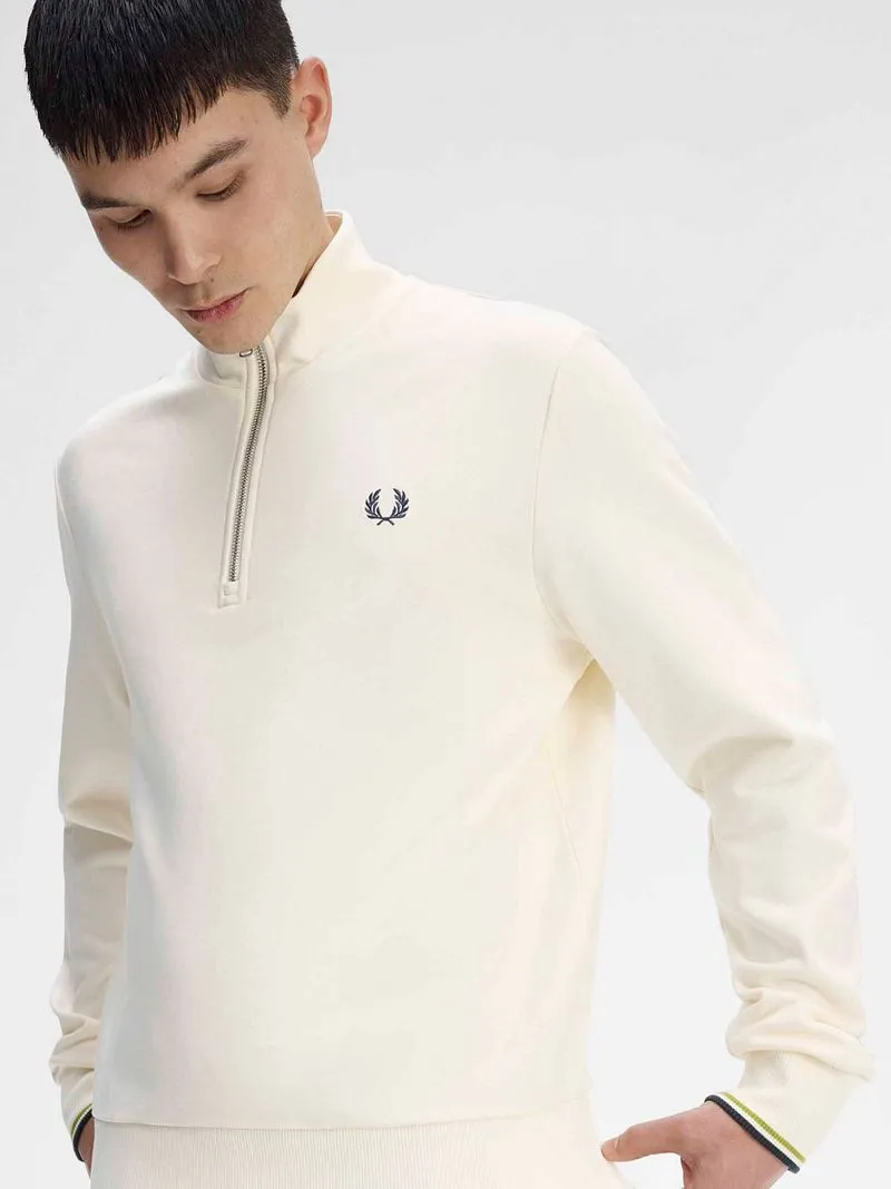 Fred Perry Fred Perry Half Zip Pullover Ecru 46A - Größe XL, Beige, – Produktbild 2 von 5