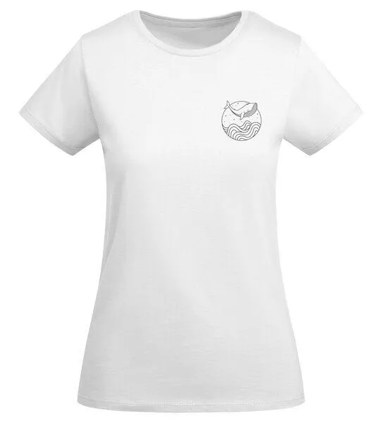 vis wear vis wear Wal zwischen Ozean und Wellen - Damen Organic Shirt, Weiss, – Produktbild 3 von 3