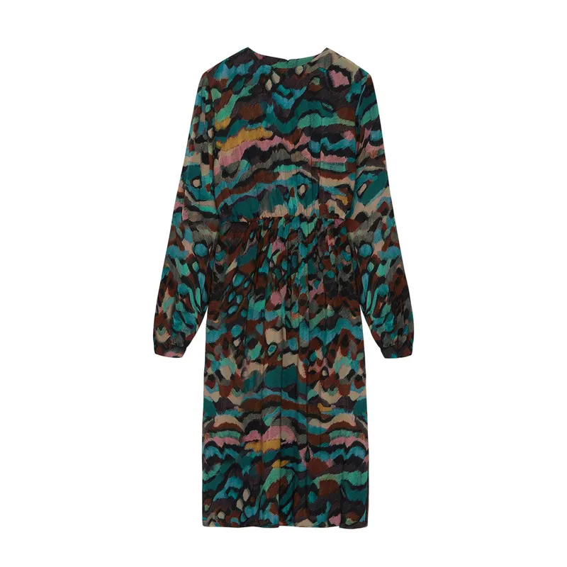 WiDDA Widda Damen vegan Kleid Garbo Grünes Grafik-Muster, Grün, – Produktbild 1 von 2