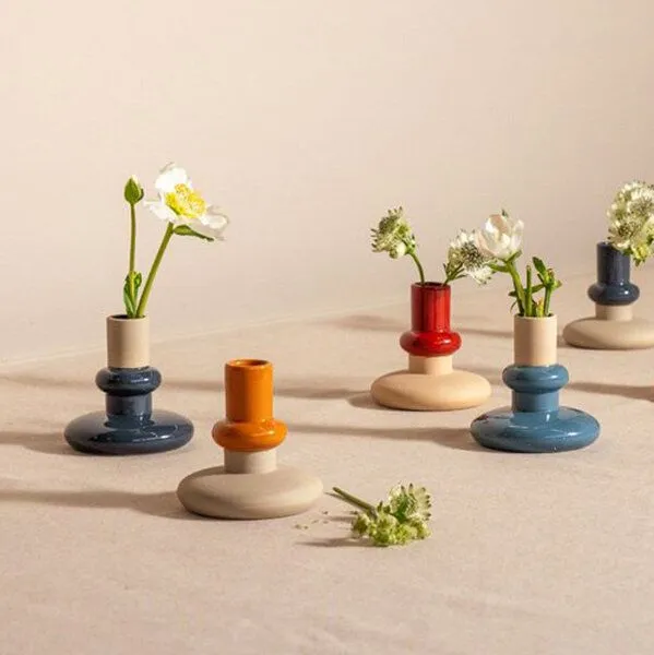KINTA KINTA Kerzenhalter | kleine Vase Keramik, Anthrazit, – Produktbild 2 von 2