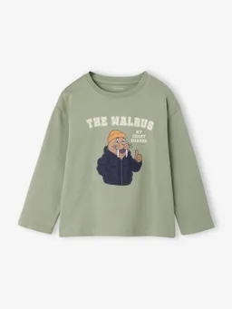 Vertbaudet Shirt mit Bouclé-Applikation Jungen Freeboard salbei – Produktbild 1 von 1