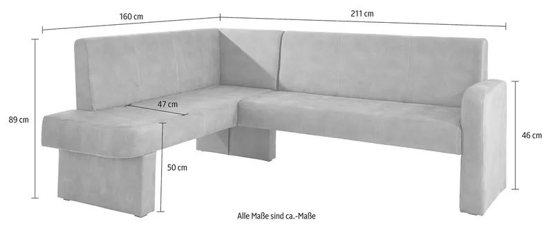 Home affaire Eckbank Umag, 210 x 60 cm, Schwarz, – Produktbild 6 von 8