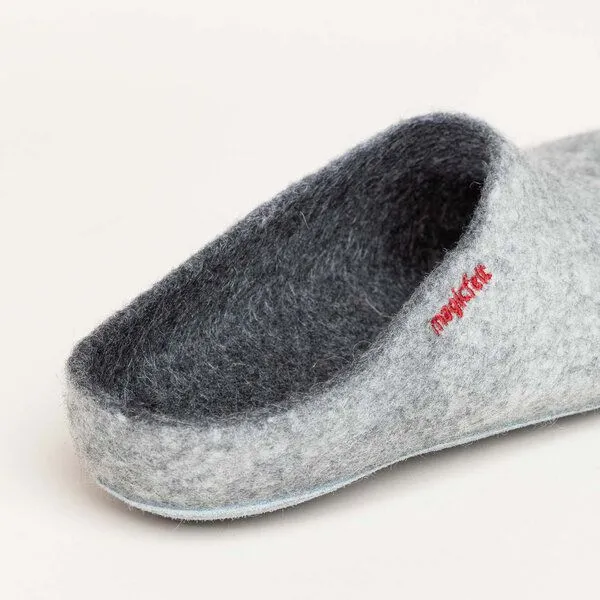 Magicfelt Magicfelt Filz-Hausschuh AP 701 aus 100% Merino-Wolle Pantoffeln für Damen & Herren mit Ledersohle, Hell-grau, – Produktbild 3 von 4