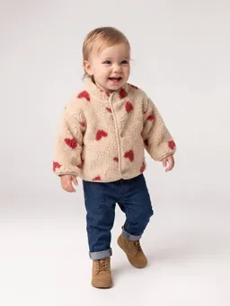 Vertbaudet Baby Teddyfleece-Jacke mit Herzmuster – Produktbild 1 von 1