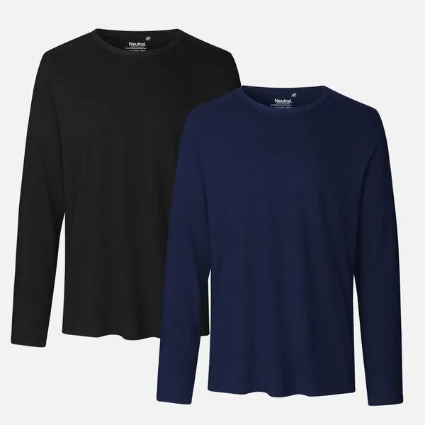 Neutral Neutral® Neutral Doppelpack Long Sleeve Shirt Herren - Bio-Baumwolle, Schwarz / navy, – Produktbild 1 von 2
