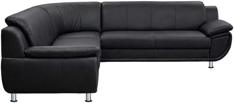 TRENDMANUFAKTUR Ecksofa Rondo 267 cm, elegant, bequem, Breite, L-Form, Chromfüße, L-Form, wahlw.mit Federkern, Füße chromfarben, Unser Dauertiefpreis, Schwarz, – Produktbild 5 von 8
