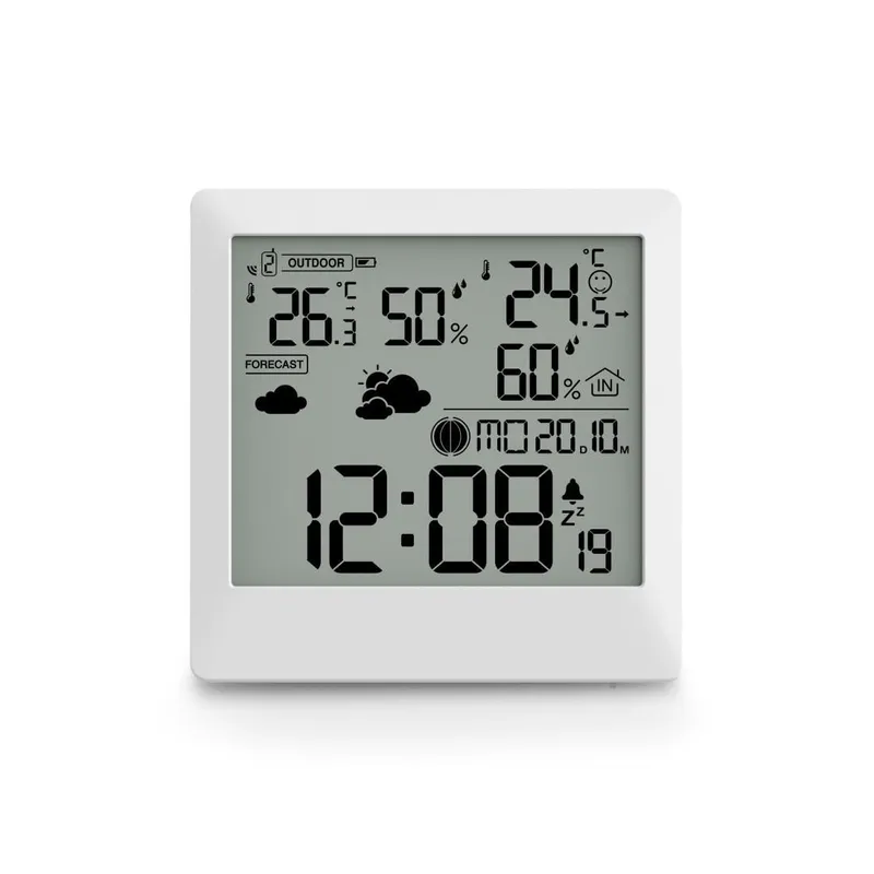 Hama Hama Wetterstation "Palawan", mit Außensensor, Funk, Wecker, Thermo/Hygro, Weiß – Produktbild 3 von 3
