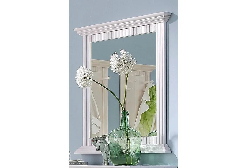 OTTO home Spiegel Rustic, Garderobenspiegel, Landhausstil (Made in Europe), Rahmen in Kiefer massiv, Breite 78 cm, mit Zierfräsungen, Weiß, – Produktbild 3 von 5