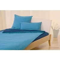 Cotonea Biber-Wendebettwäsche Bio-Baumwolle azurblau-türkis Set 135x200 / 80x80 cm – Produktbild 1 von 1