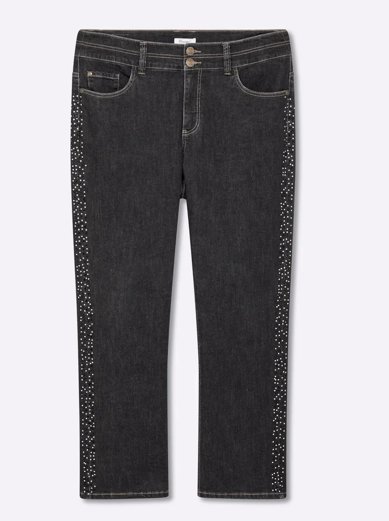 sheego Gerade Jeans black denim, Black denim, – Produktbild 1 von 2