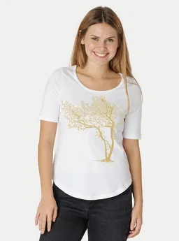 Peaces.bio - handbedruckte Biomode Peaces.bio - handbedruckte Biomode Damen Halbarm-Shirt Fancy Tree – Produktbild 1 von 1