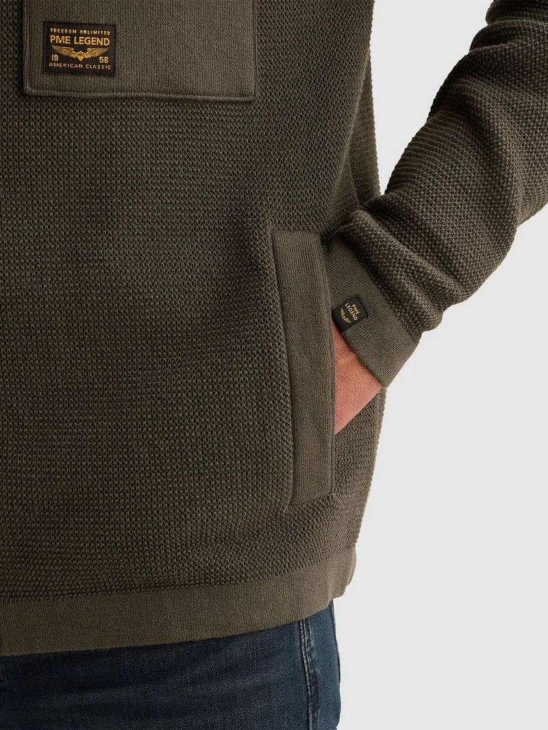 PME Legend PME Legend Mixed Textures Cardigan Beluga - Größe M, Grün, – Produktbild 5 von 5