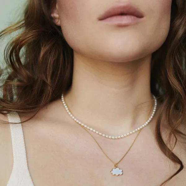 Paeoni Colors Paeoni Colors Klassische Perlenkette aus Süßwasserperlen und 18k Gold Vermeil, 925 Sterling Silber – Produktbild 2 von 4