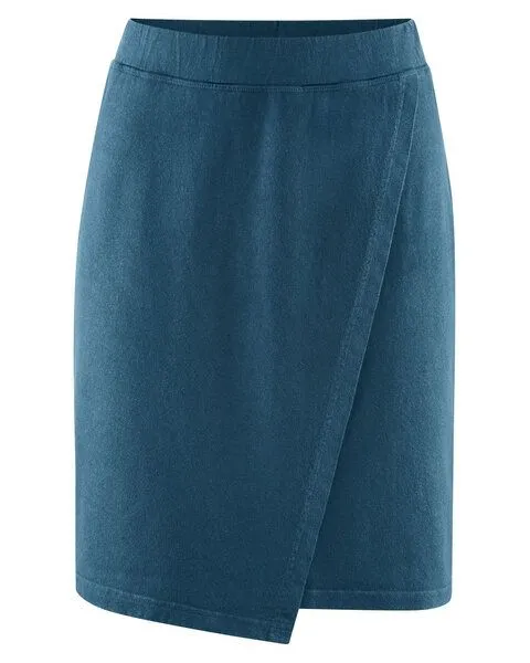 HempAge HempAge Asymmetrischer Rock in Wickel Optik Hanf/Biobaumwolle, Reef (blau), – Produktbild 3 von 4