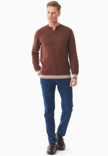 ORGANICATION ORGANICATION Pullover aus Bio-Baumwolle mit Troyerkragen, Radical brown, – Produktbild 2 von 4