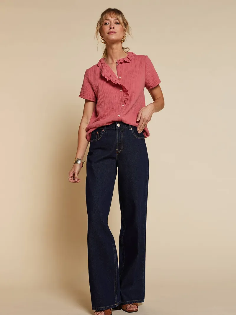 Envie De Fraise Musselin-Umstandsbluse mit Volants ENVIE DE FRAISE, Altrosa, – Produktbild 2 von 4