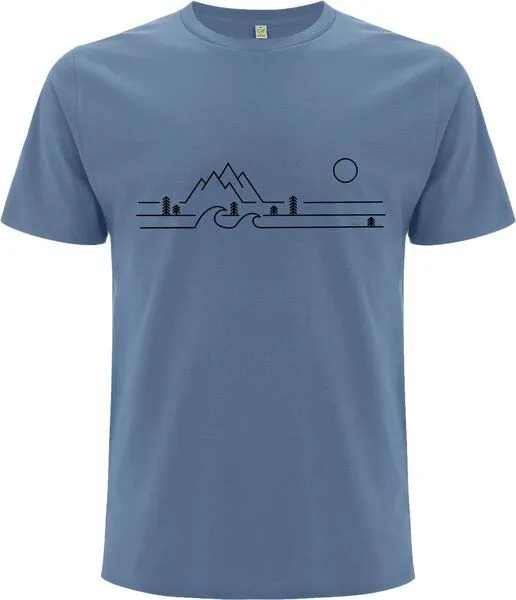 Spreecult Spreecult 3 Linien Wald - Bio und Fair - Männer Unisex T-Shirt, Helles blau, – Produktbild 2 von 2