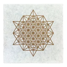 Veskor Cassiopeia Veskor Cassiopeia STERN TETRAEDER 64 Heilige Geometrie Linoldruck | 22 × 22 cm | Gold auf Naturweiß – Produktbild 1 von 1