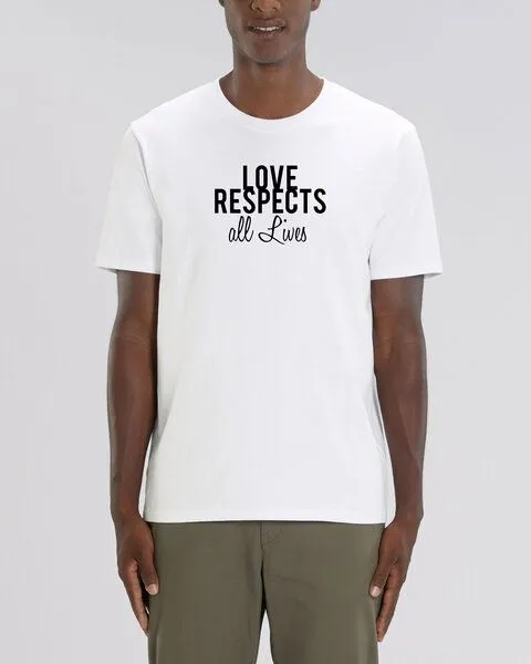 Human Family Human Family Bio Herren Rundhals T-Shirt "Spread Love - Respect" in 4 Farben, Weiss, – Produktbild 3 von 3