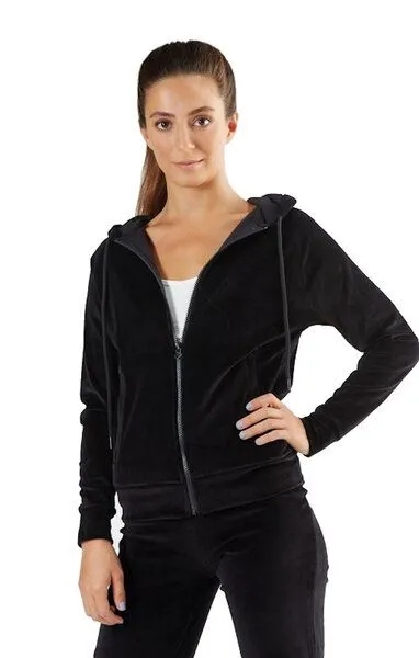 Leela Cotton Leela Cotton Damen Nicky Kapuzenjacke Bio-Baumwolle Jacke Hoodie1271, Schwarz, – Produktbild 2 von 4