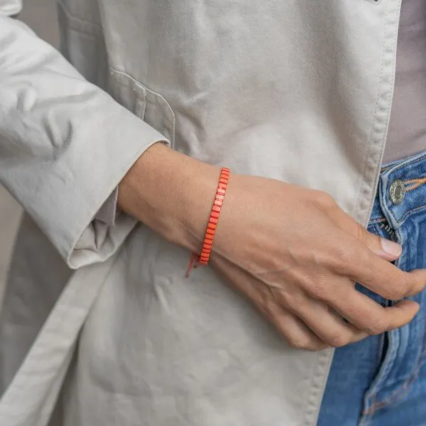 juni juni Perlenarmband "Luca" in rot, Orange, – Produktbild 4 von 4