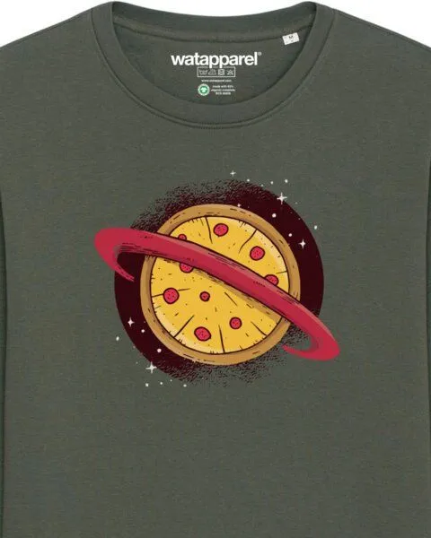 watapparel watapparel Sweatshirt Unisex Pizza Planet, Khaki, – Produktbild 3 von 3